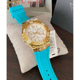 Guess Limelight Crystal White Dial Light Blue Rubber Strap Watch for Women - W1053L6 Buy Now By Guess