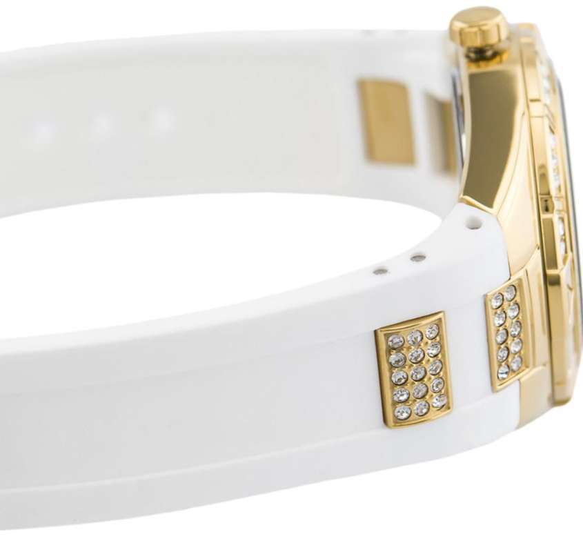 Guess Luna Diamonds White Dial White Rubber Strap Watch for Women - W0653L3 Buy Now By Guess