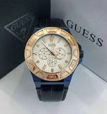 Guess Force Multi Function White Dial Blue Leather Strap Watch For Men - W0674G7 Buy Now By Guess