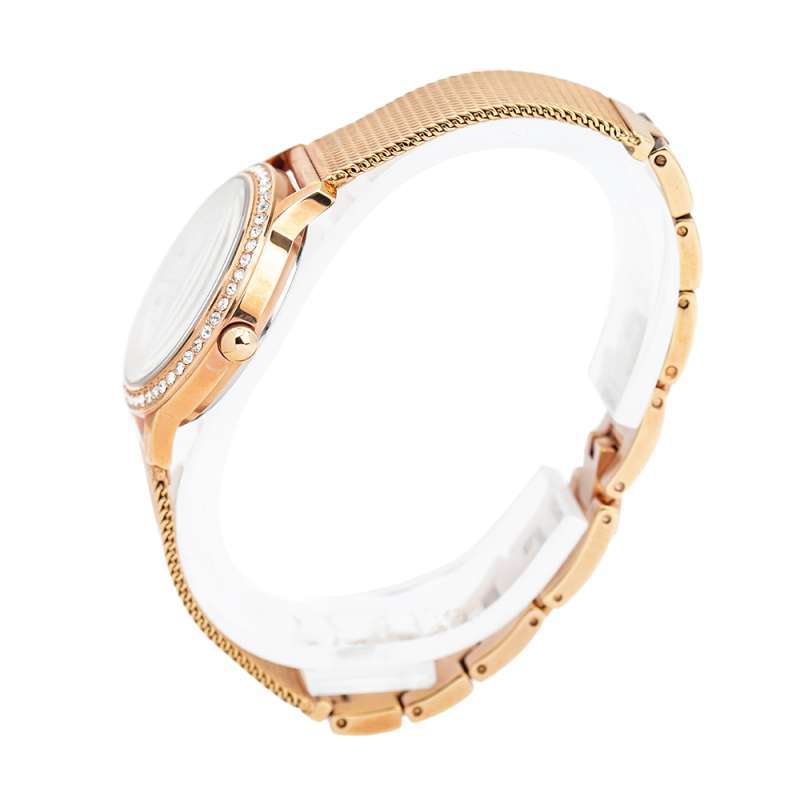 Guess Chelsea Mother of Pearl White Dial Rose Gold Mesh Strap Watch For Women - W0647L2 Buy Now By Guess