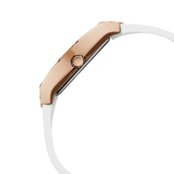 Guess Raven Diamonds Rose Gold Dial White Silicone Strap Watch for Women - GW0105L3 Buy Now By Guess