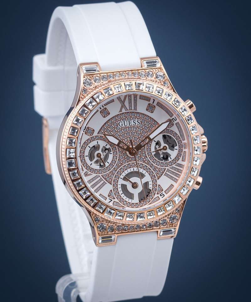 Guess Moonlight Diamonds White Dial White Rubber Strap Watch for Women - GW0257L2 Buy Now By Guess