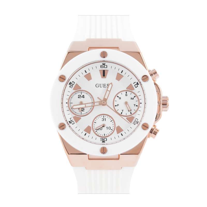 Guess Athena White Dial White Rubber Strap Watch For Women - GW0030L3 Buy Now By Guess