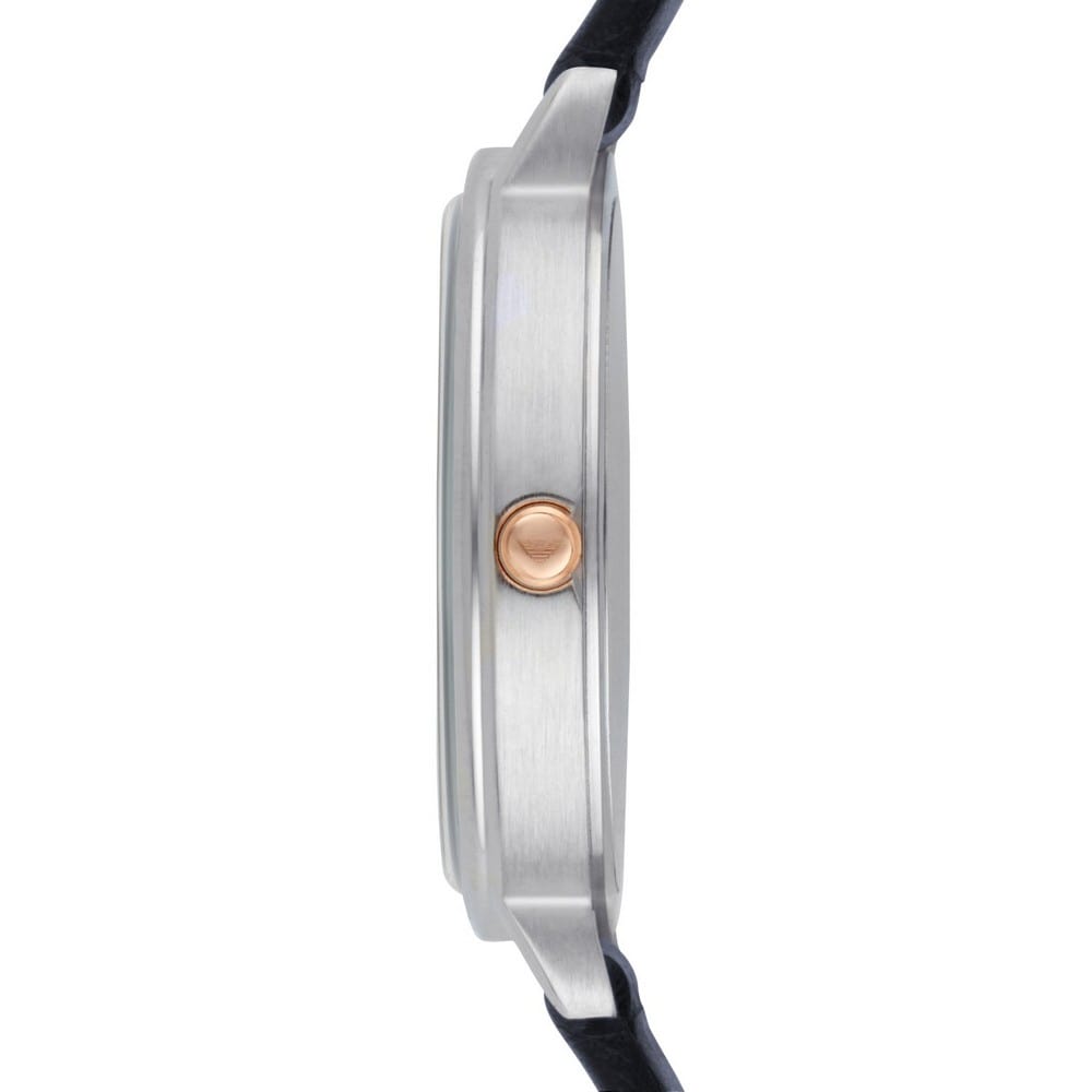 Emporio Armani Kappa White Mother of Pearl Dial Black Leather Strap Watch For Women - AR2509 Buy Now By Emporio Armani