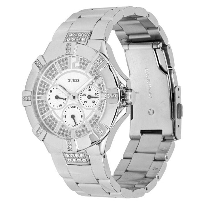 Guess Vista Diamonds Silver Dial Silver Steel Strap Watch for Women - W12080L1 Buy Now By Guess