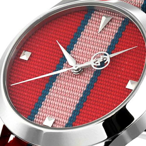 Gucci G Timeless Quartz Red Dial Two Tone NATO Strap Watch For Men - YA1264070 Buy Now By Gucci