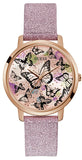 Guess Mariposa Pink Dial Pink Leather Strap Watch for Women - GW0008L2 Buy Now By Guess