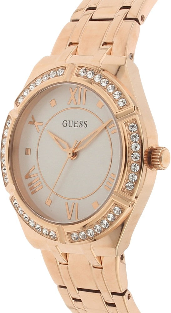 Guess Cosmo Diamonds Silver Dial Rose Gold Steel Strap Watch For Women - GW0033L3 Buy Now By Guess