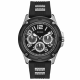 Guess Delta Black Dial Black Silicone Strap Watch for Men - GW0051G1 Buy Now By Guess