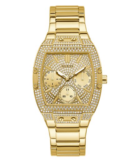 Guess Raven Diamonds Gold Dial Gold Steel Strap Watch for Women - GW0104L2 Buy Now By Guess