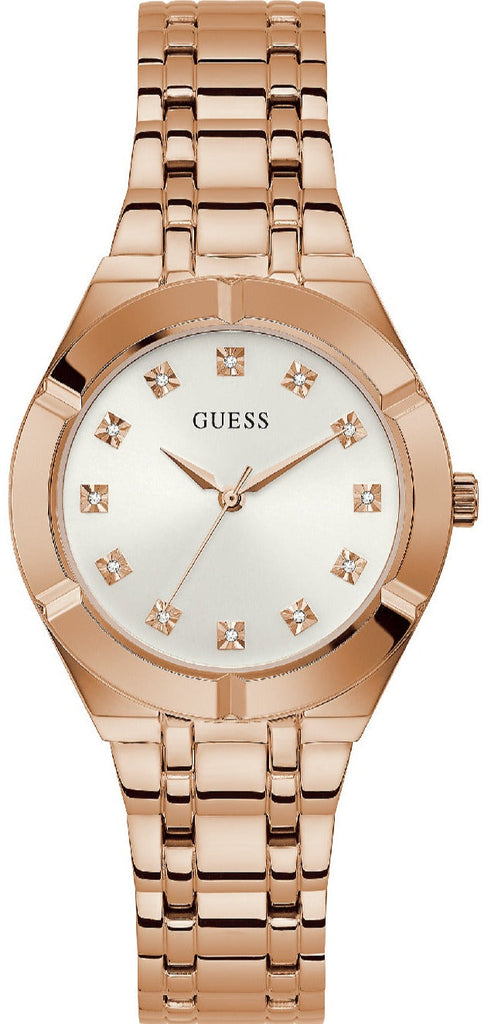 Guess Crystalline Diamonds Silver Dial Rose Gold Steel Strap Watch for Women - GW0114L3 Buy Now By Guess