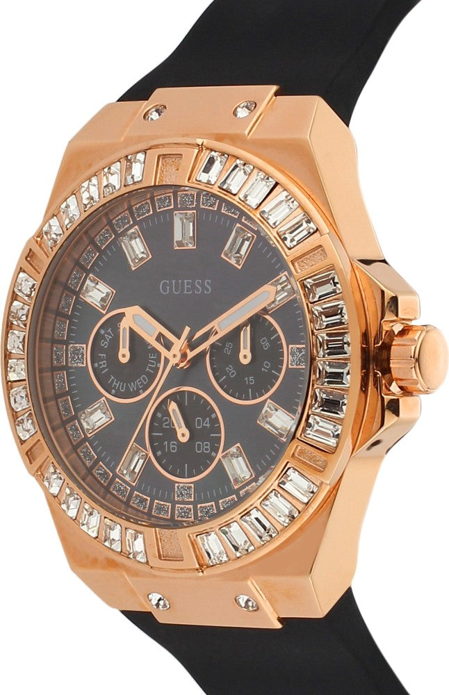 Guess Venus Diamonds Black Dial Black Rubber Strap Watch for Women - GW0118L2 Buy Now By Guess