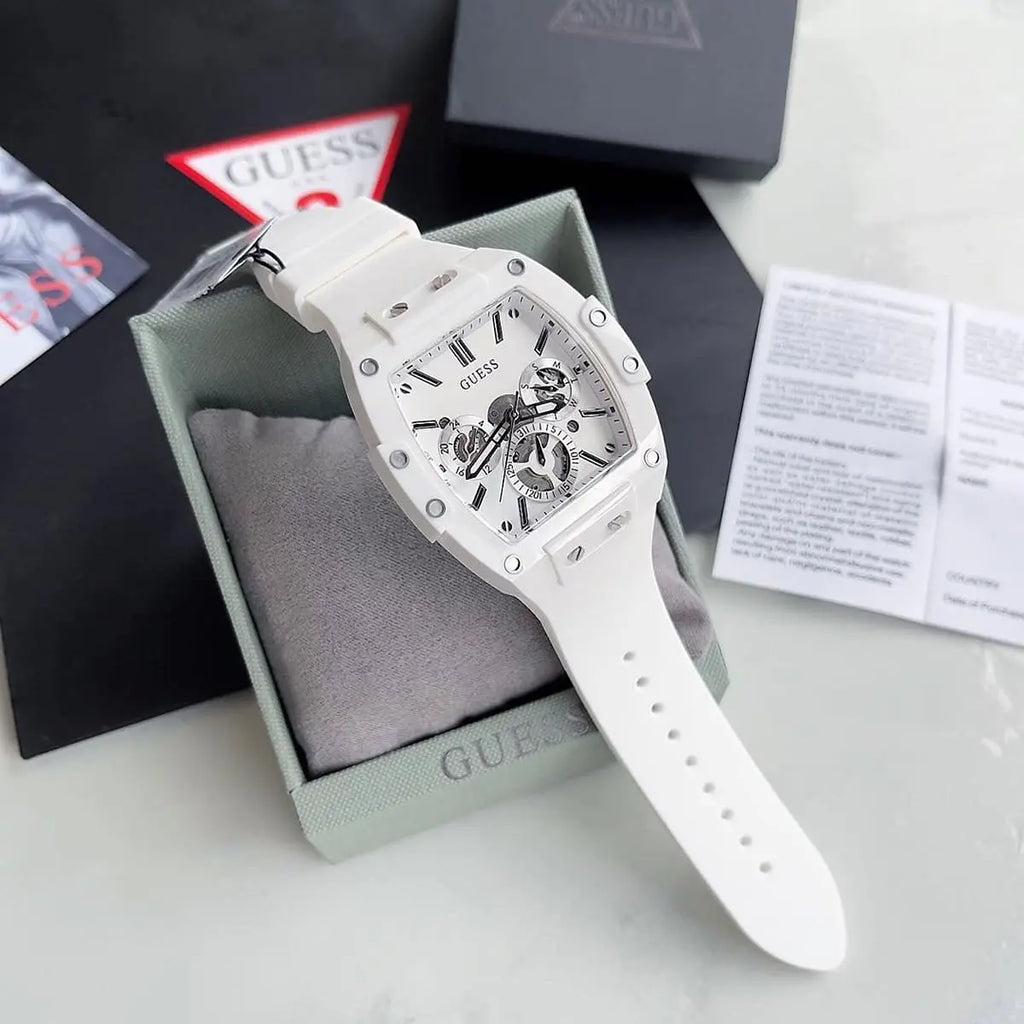 Guess Phoenix Multifunction White Dial White Rubber Strap Watch for Men - GW0203G2 Buy Now By Guess