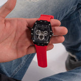 Guess Phoenix Multifunction Black Dial Red Rubber Strap Watch for Men - GW0203G4 Buy Now By Guess