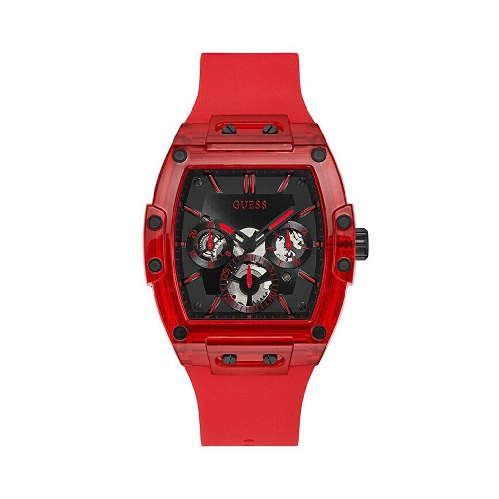 Guess Phoenix Multifunction Black Dial Red Rubber Strap Watch for Men - GW0203G5 Buy Now By Guess