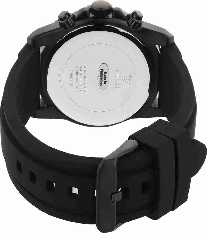 Guess Commander Black Dial Black Rubber Strap Watch for Men - GW0211G3 Buy Now By Guess