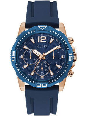 Guess Commander Blue Dial Blue Rubber Strap Watch for Men - GW0211G4 Buy Now By Guess