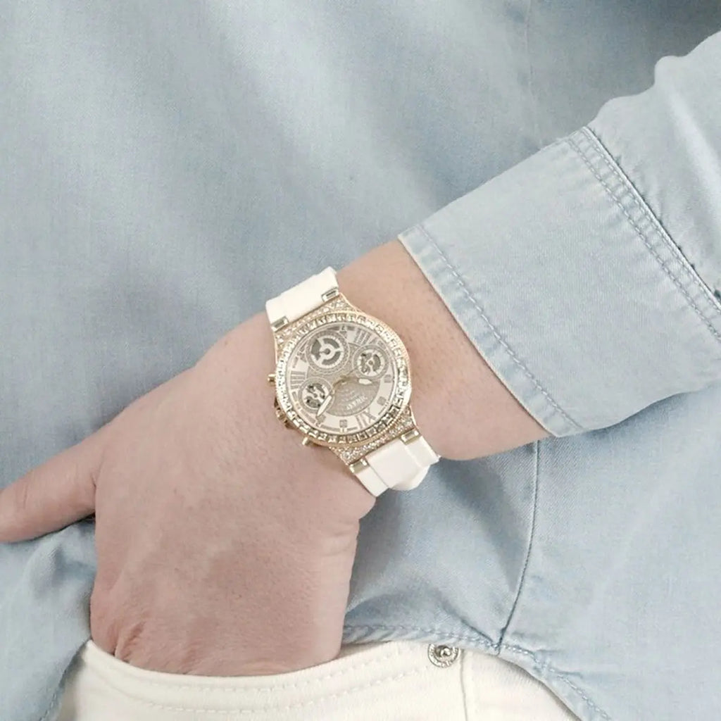 Guess Moonlight Diamonds White Dial White Rubber Strap Watch for Women - GW0257L2 Buy Now By Guess