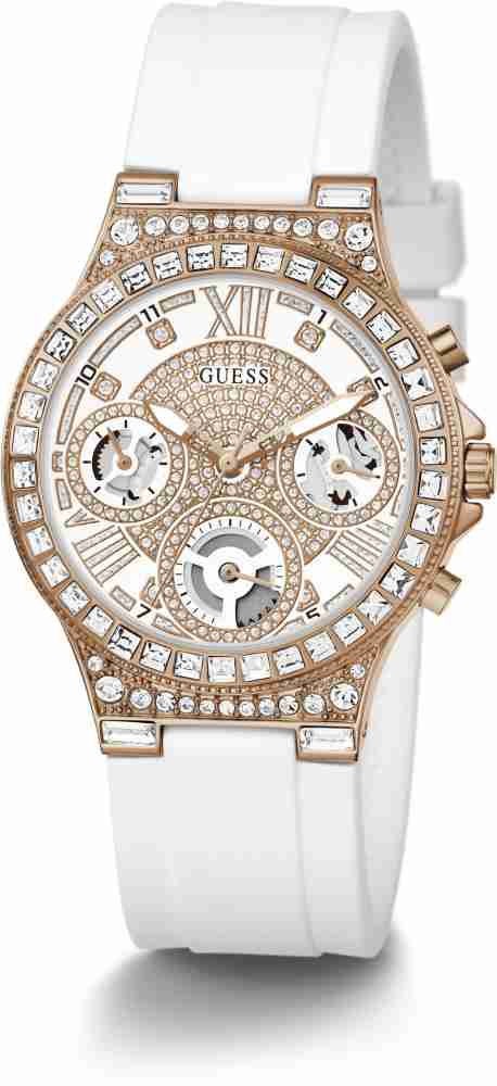 Guess Moonlight Diamonds White Dial White Rubber Strap Watch for Women - GW0257L2 Buy Now By Guess