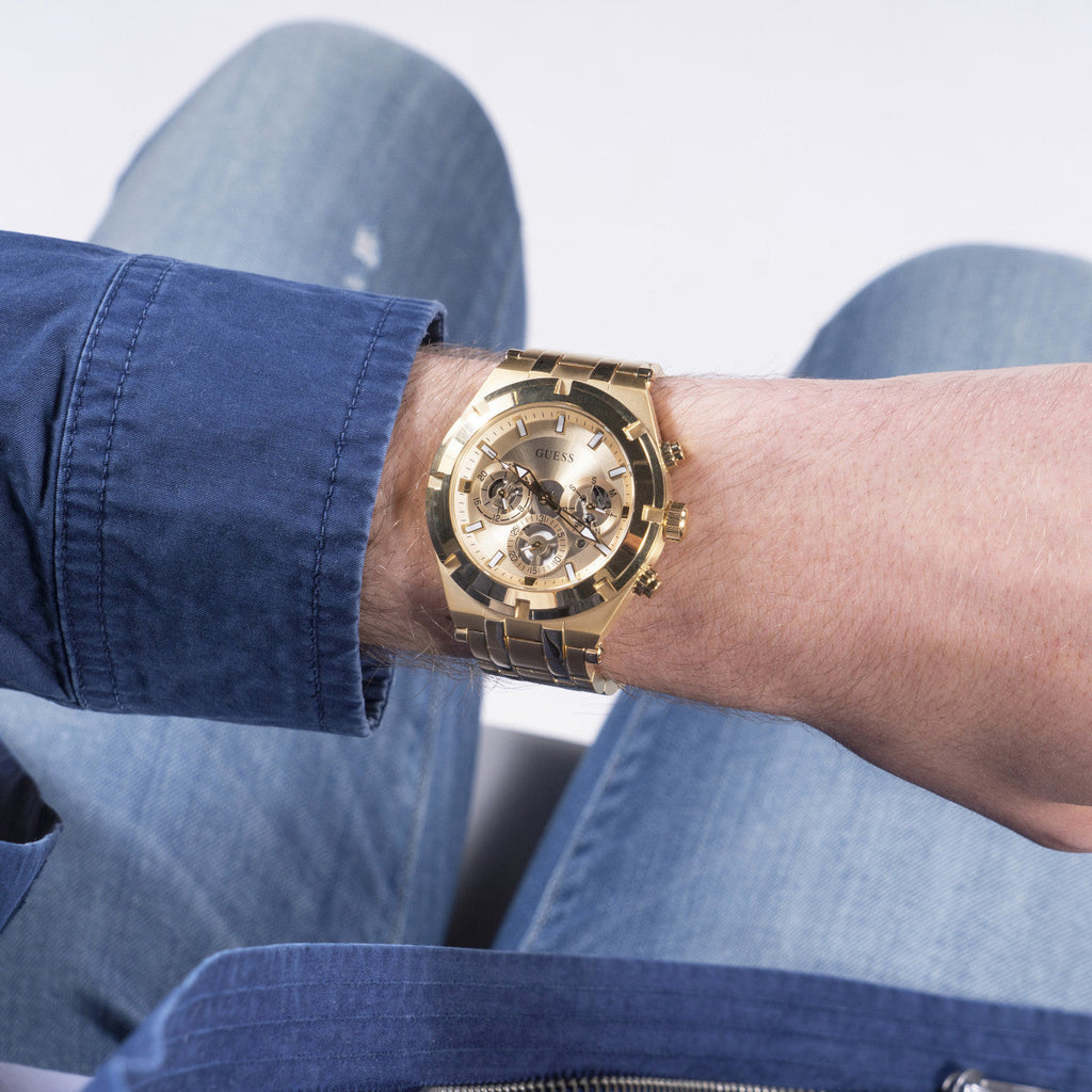 Guess Continental Gold Dial Gold Steel Strap Watch For Men - GW0260G4 Buy Now By Guess