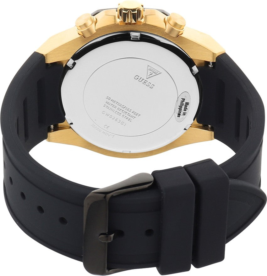Guess Momentum Black Dial Black Rubber Strap Watch for Men - GW0263G1 Buy Now By Guess