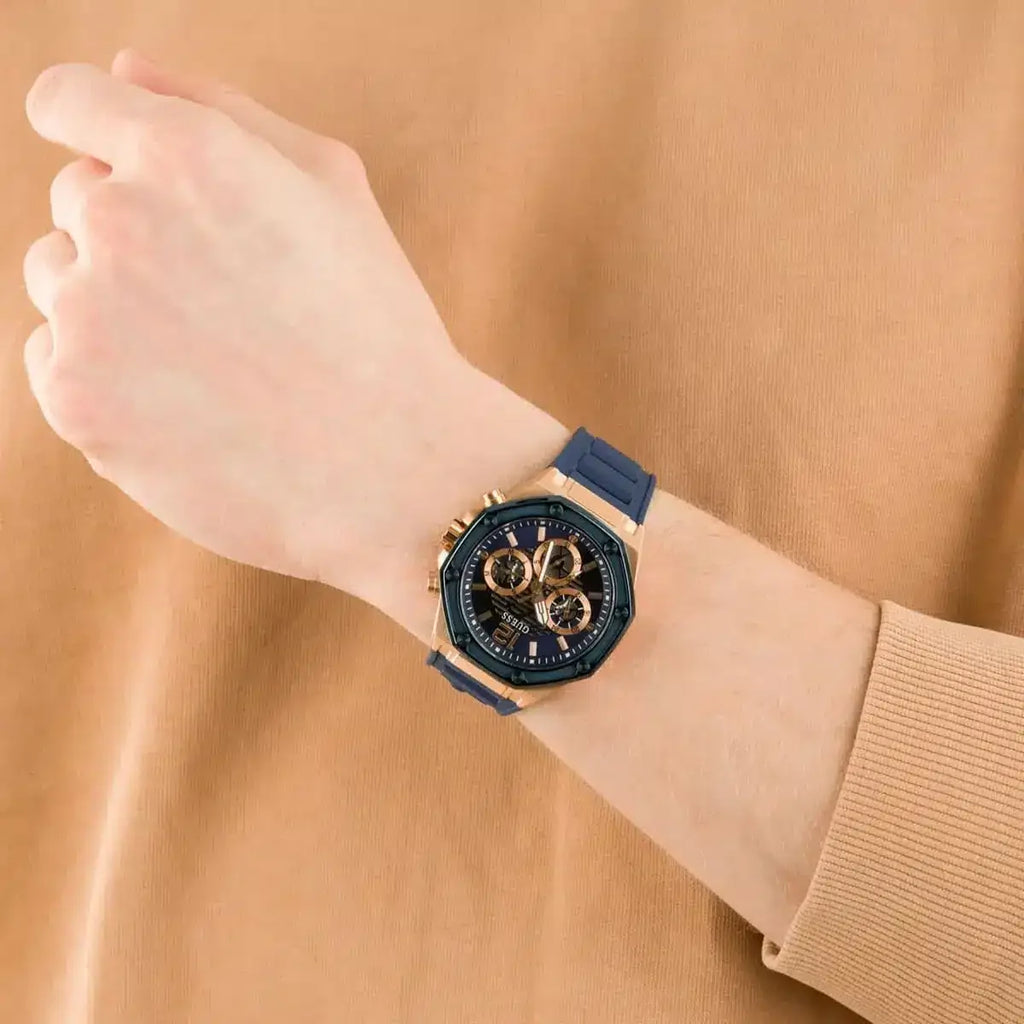 Guess Momentum Chronograph Blue Dial Blue Rubber Strap Watch for Men - GW0263G2 Buy Now By Guess