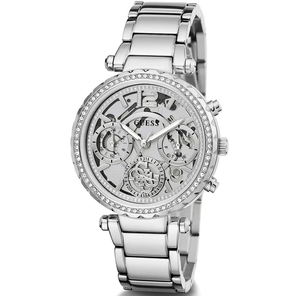 Guess Solstice Diamonds Silver Dial Silver Steel Strap Watch for Women - GW0403L1 Buy Now By Guess