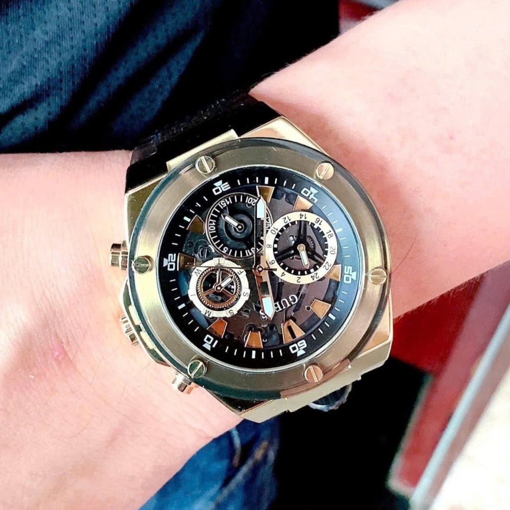 Guess Poseidon Chronograph Black Dial Black Silicone Strap Watch For Men - GW0425G1 Buy Now By Guess