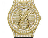 Guess Princess Crystals Gold Dial Black Silicone Strap Watch For Women - GW0439L2 Buy Now By Guess