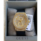 Guess Princess Crystals Gold Dial Black Silicone Strap Watch For Women - GW0439L2 Buy Now By Guess