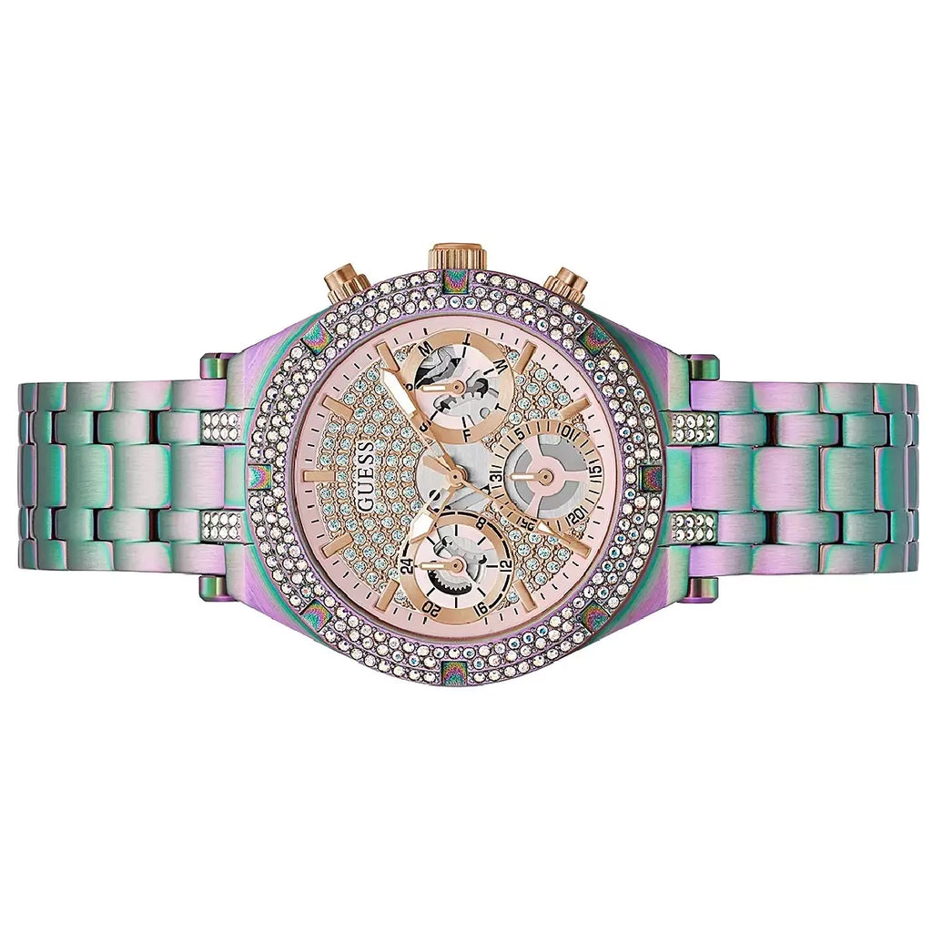 Guess Heiress Multifunction Diamonds Purple Dial Purple Steel Strap Watch for Women - GW0440L3 Buy Now By Guess