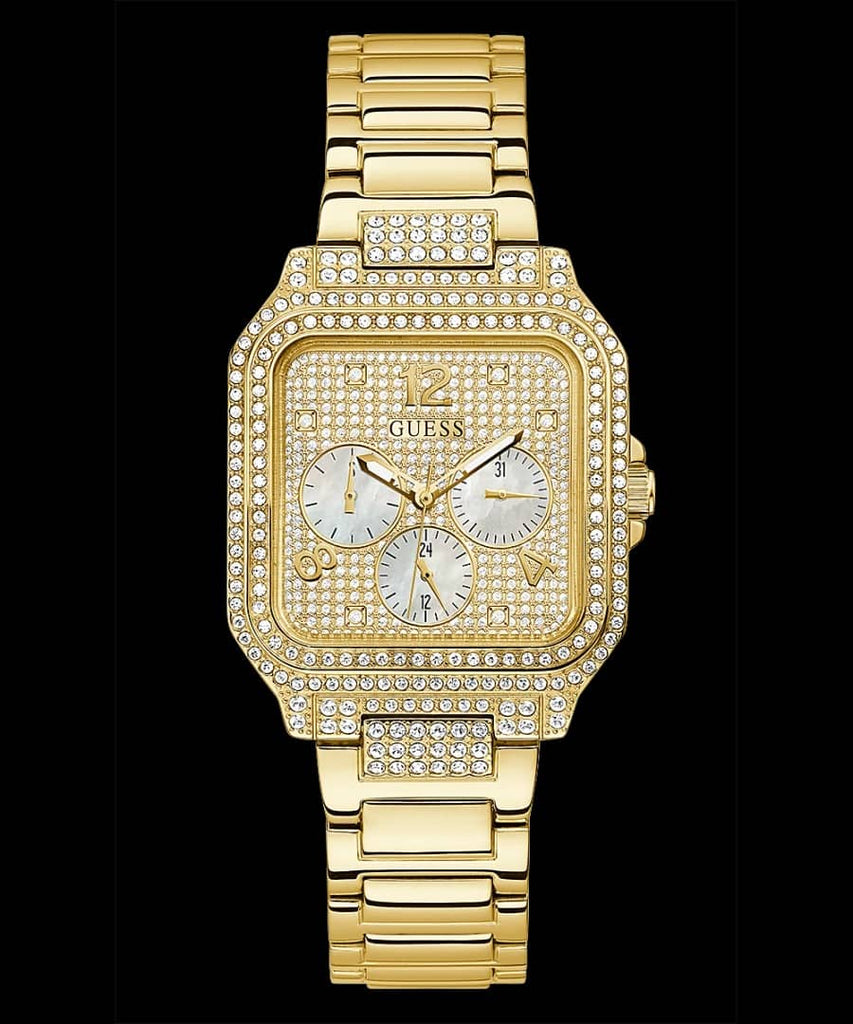 Guess Deco Quartz Crystals Gold Dial Gold Steel Strap Watch For Women - GW0472L2 Buy Now By Guess