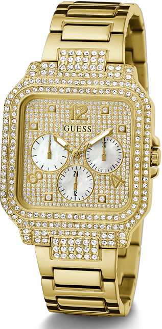 Guess Deco Quartz Crystals Gold Dial Gold Steel Strap Watch For Women - GW0472L2 Buy Now By Guess