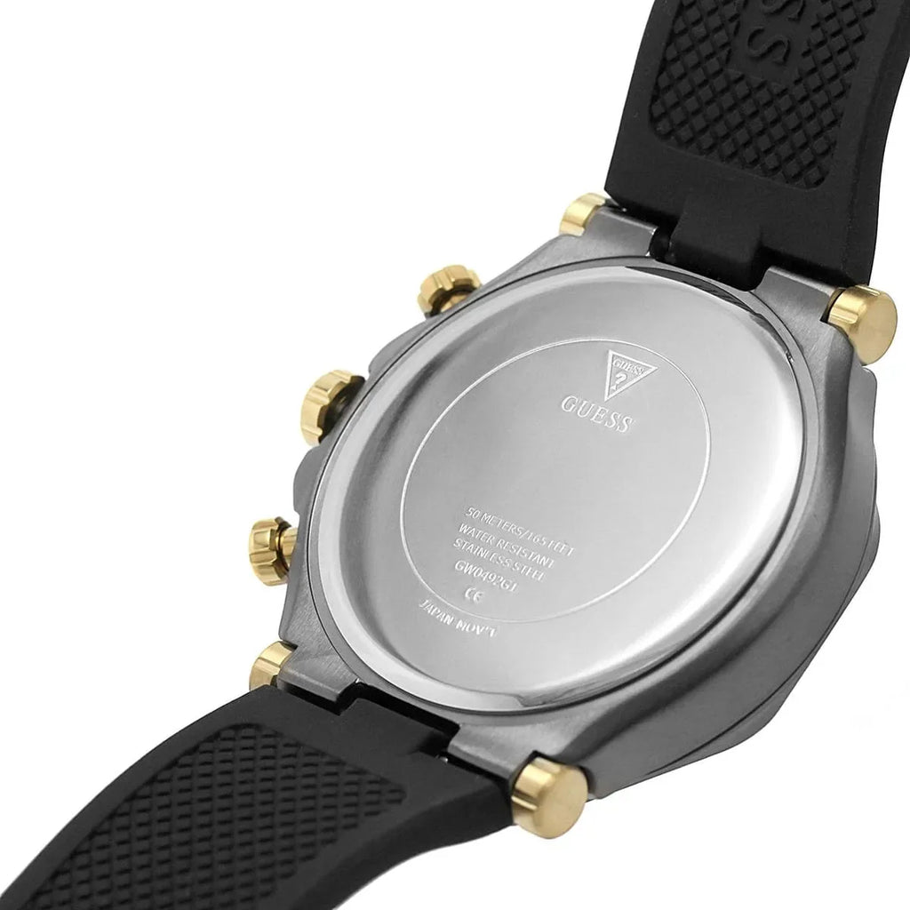 Guess Edge Chronograph Black Dial Black Leather Strap Watch For Men - GW0492G1 Buy Now By Guess
