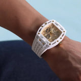 Guess Phoenix Analog Gold Dial White Silicone Strap Watch For Men - GW0499G5 Buy Now By Guess