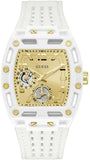 Guess Phoenix Analog Gold Dial White Silicone Strap Watch For Men - GW0499G5 Buy Now By Guess