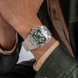 Guess Phoenix Quartz Green Dial Transparent Silicone Strap Watch For Men - GW0499G8 Buy Now By Guess