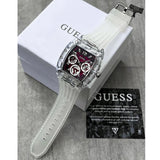 Guess Phoenix Quartz Burgundy Dial Transparent Silicone Strap Watch For Men - GW0499G9 Buy Now By Guess