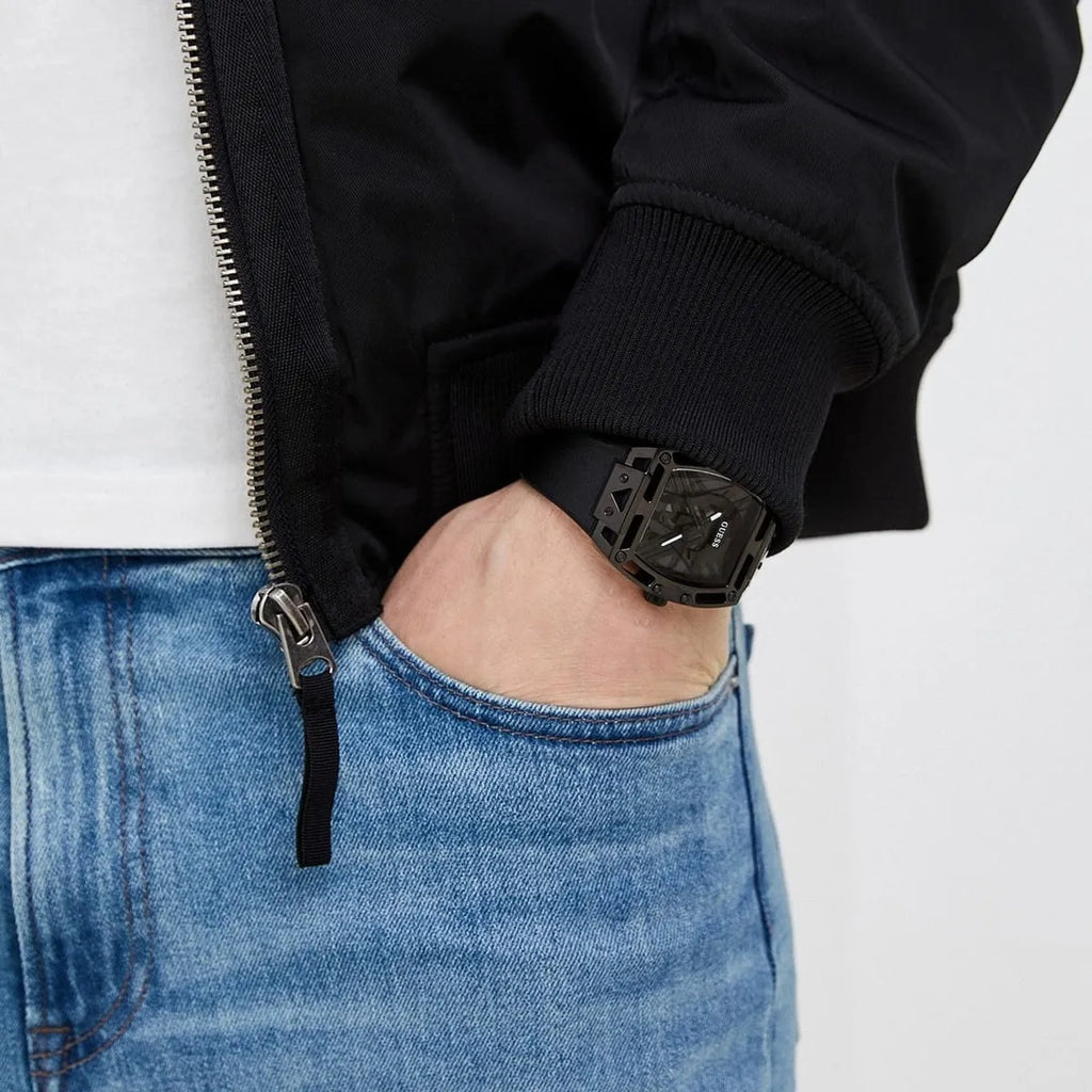 Guess Legend Black Dial Black Silicone Strap Watch For Men - GW0500G2 Buy Now By Guess