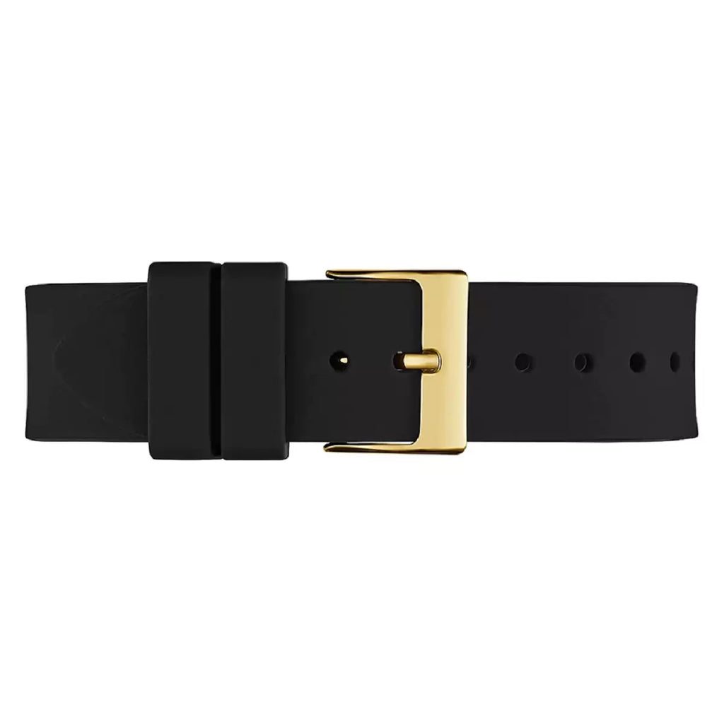 Guess Queen Quartz Gold Dial Black Silicone Strap Watch For Women - GW0536L3 Buy Now By Guess