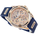 Guess Queen Quartz Crystals Rose Gold Dial Blue Silicone Strap Watch For Women - GW0536L5 Buy Now By Guess