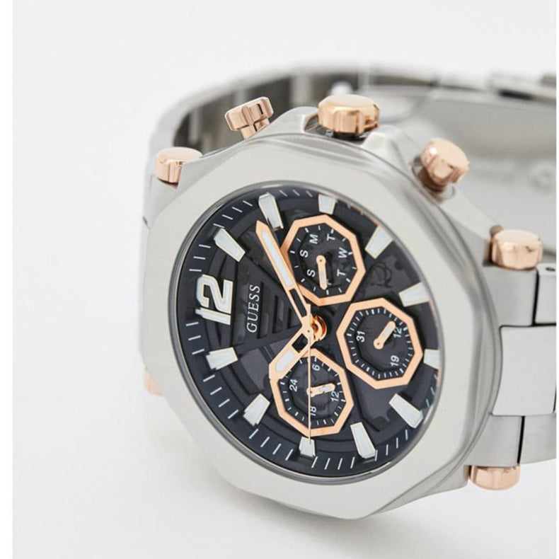 Guess Edge Chronograph Black Dial Silver Steel Strap Watch For Men - GW0539G1 Buy Now By Guess