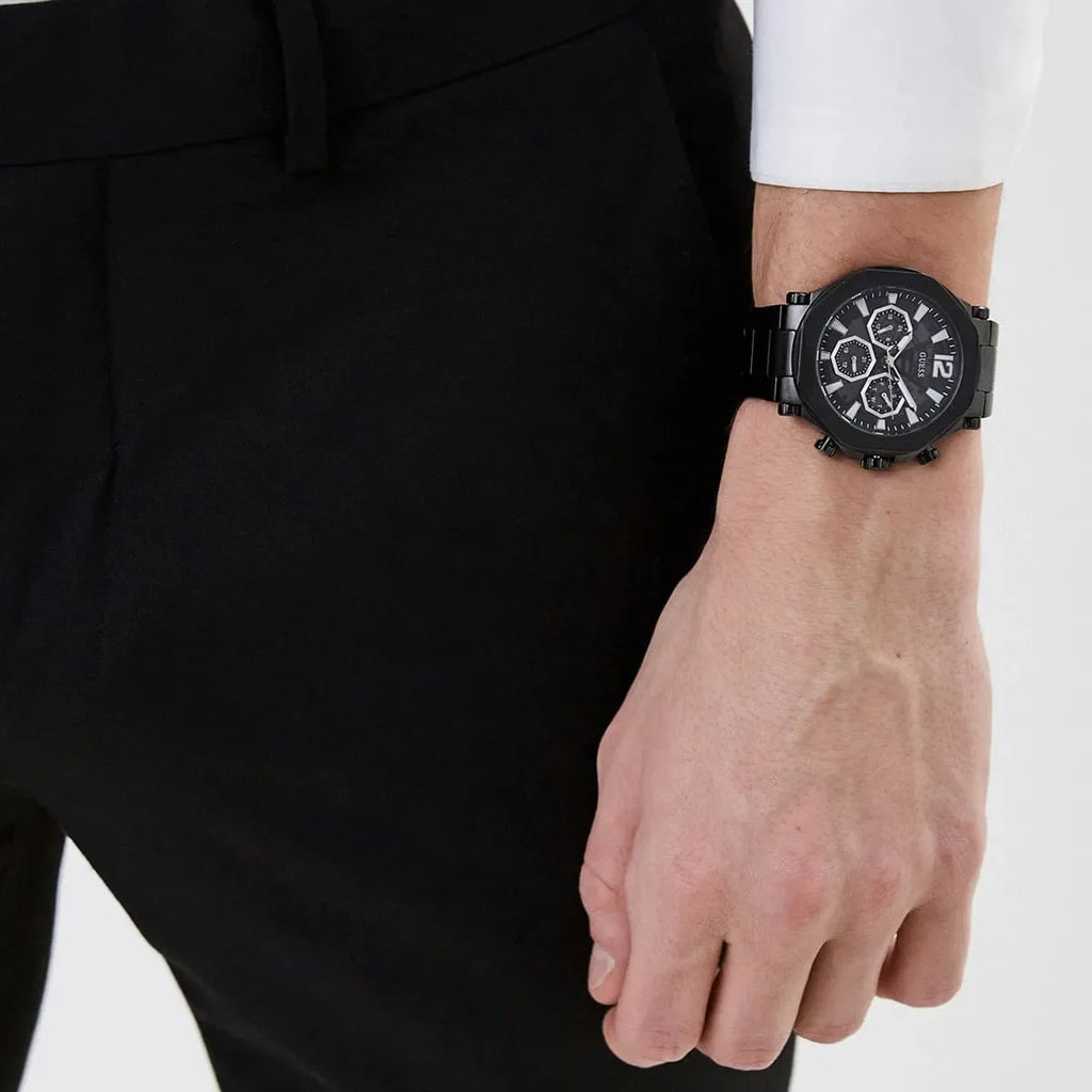 Guess Edge Chronograph Black Dial Black Steel Strap Watch For Men - GW0539G3 Buy Now By Guess