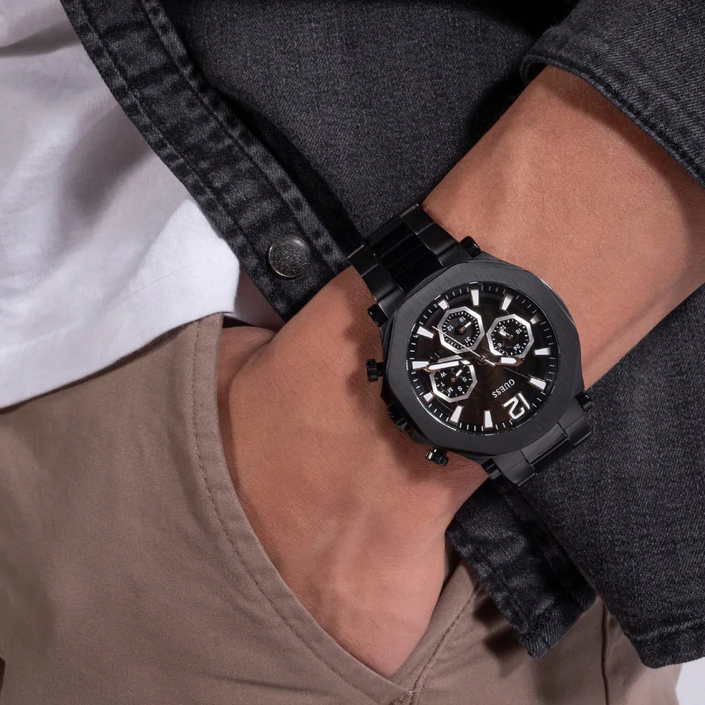 Guess Edge Chronograph Black Dial Black Steel Strap Watch For Men - GW0539G3 Buy Now By Guess