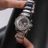 Guess Fusion Chronograph Crystals Silver Dial Silver Steel Strap Watch For Women - GW0552L1 Buy Now By Guess