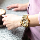 Guess Fusion Chronograph Gold Dial Gold Steel Strap Watch for Women - GW0552L2 Buy Now By Guess