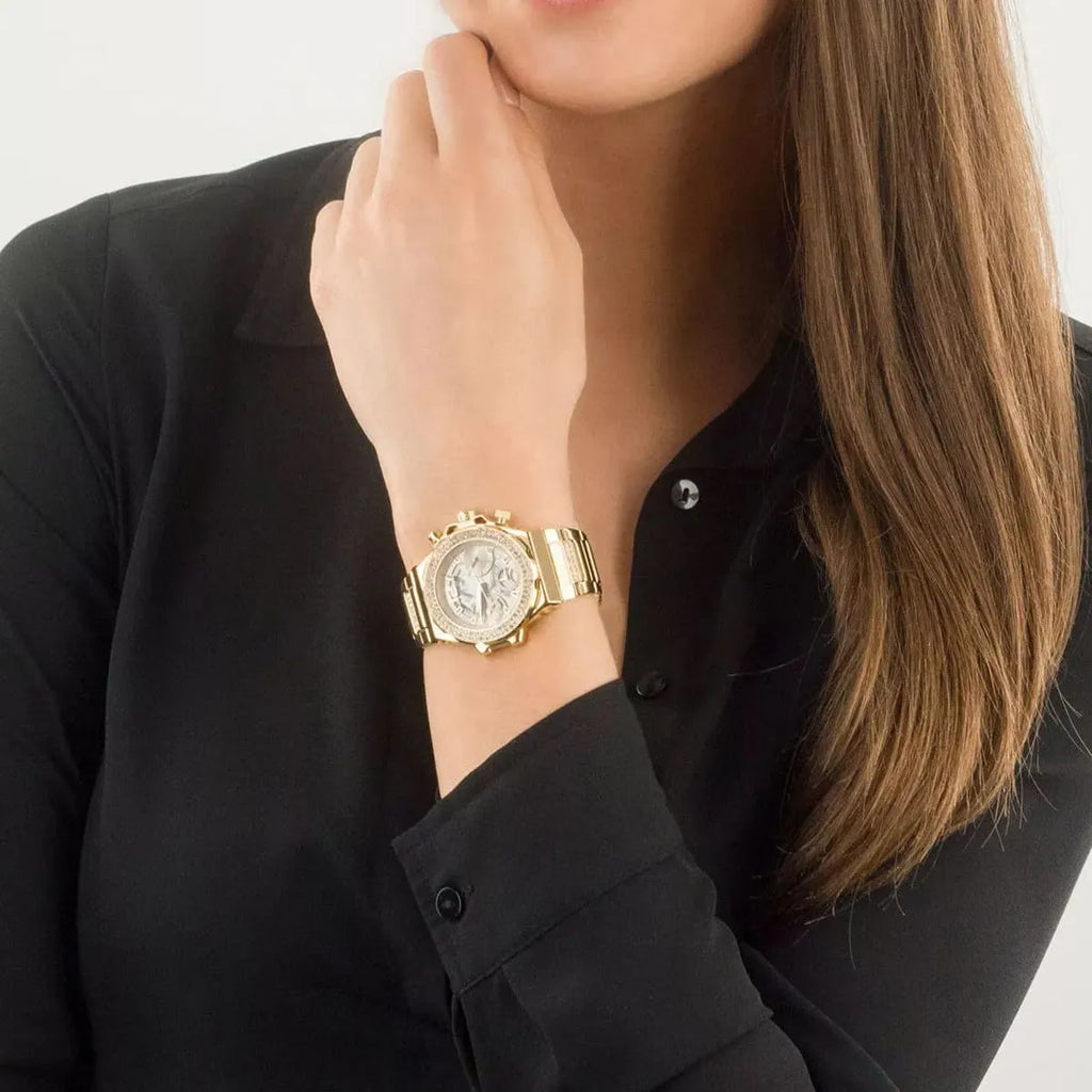 Guess Fusion Chronograph Gold Dial Gold Steel Strap Watch for Women - GW0552L2 Buy Now By Guess