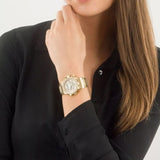 Guess Fusion Chronograph Gold Dial Gold Steel Strap Watch for Women - GW0552L2 Buy Now By Guess