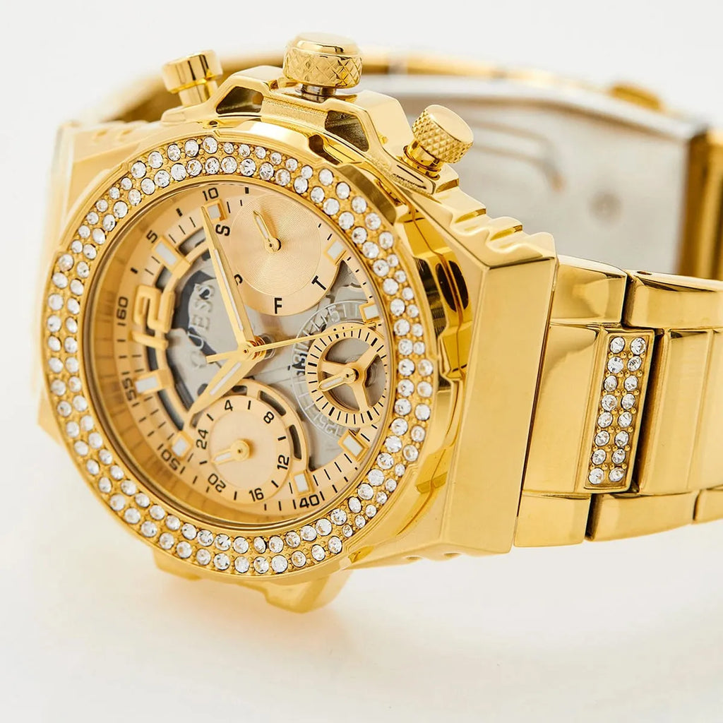 Guess Fusion Chronograph Gold Dial Gold Steel Strap Watch for Women - GW0552L2 Buy Now By Guess
