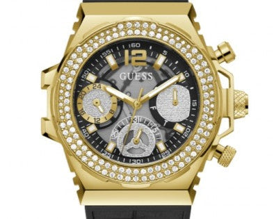 Guess Fusion Chronograph Black Dial Black Leather Strap Watch For Women - GW0553L4 Buy Now By Guess